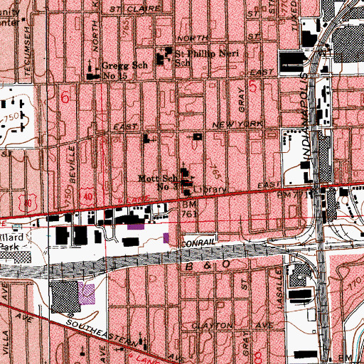 Topographic Map of Mott School Number 3 (historical), IN