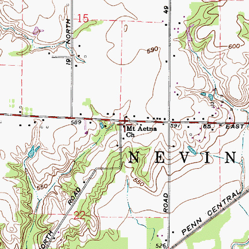 Topographic Map of Mount Aetna Church, IN