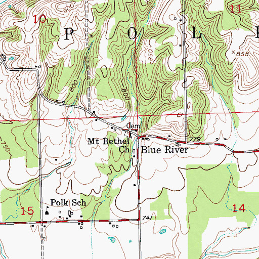 Topographic Map of Mount Bethel Church, IN