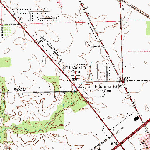 Topographic Map of Mount Calvary Cemetery, IN