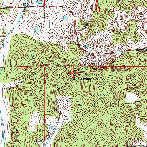 Topographic Map of Mount Calvary Church, IN