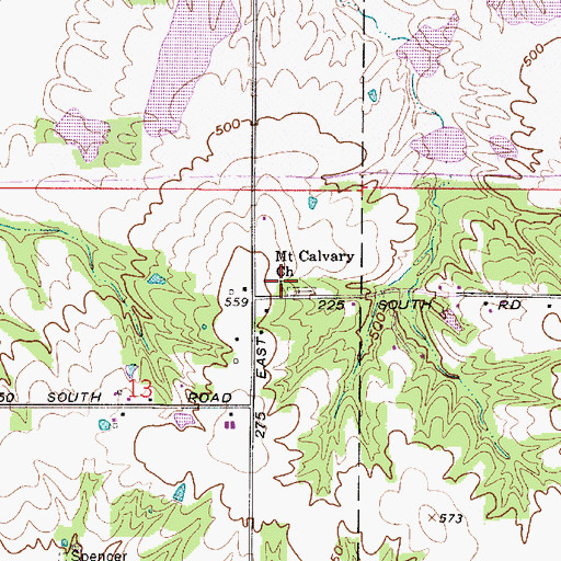 Topographic Map of Mount Calvary Church, IN
