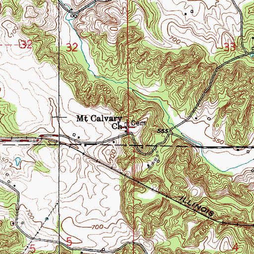 Topographic Map of Mount Calvary Church, IN