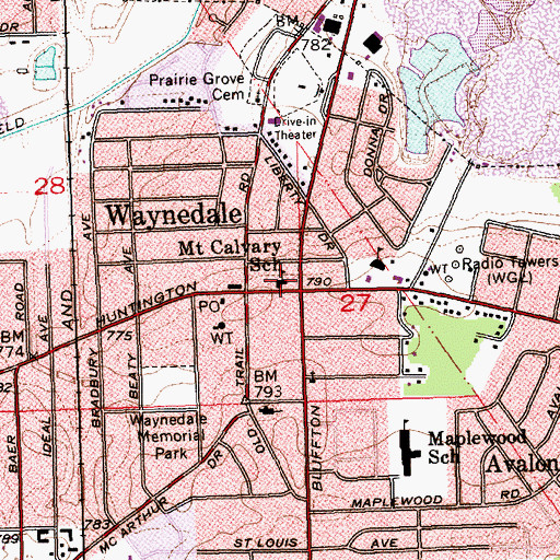 Topographic Map of Mount Calvary School, IN