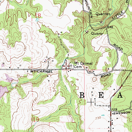 Topographic Map of Mount Carmel Cemetery, IN