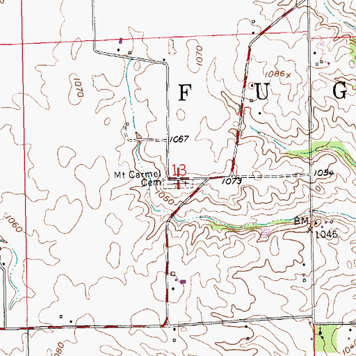 Topographic Map of Mount Carmel Cemetery, IN
