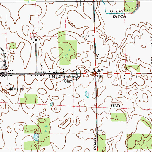Topographic Map of Mount Carmel Cemetery, IN