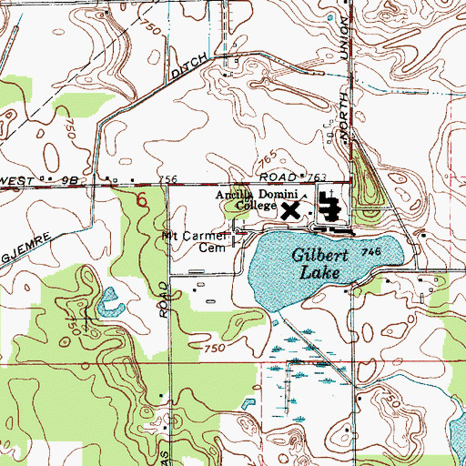 Topographic Map of Mount Carmel Cemetery, IN