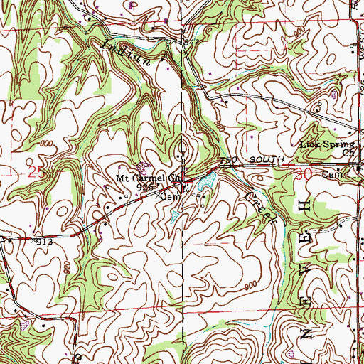 Topographic Map of Mount Carmel Church, IN