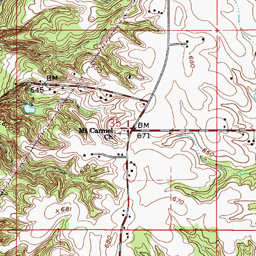 Topographic Map of Mount Carmel Church, IN
