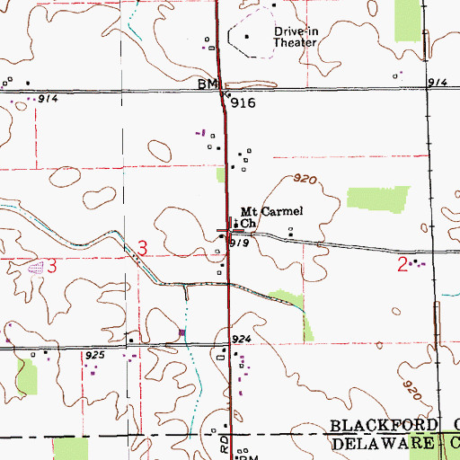 Topographic Map of Mount Carmel Church, IN