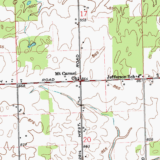 Topographic Map of Mount Carmel Church, IN