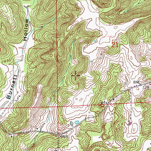 Topographic Map of Mount Cemetery, IN