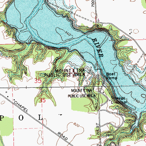Topographic Map of Mount Etna State Recreation Area, IN