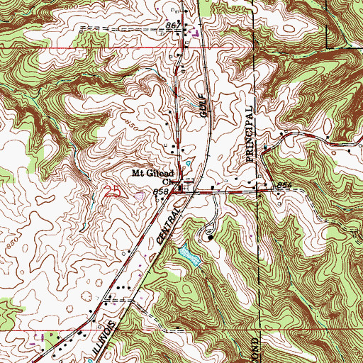 Topographic Map of Mount Gilead Church, IN