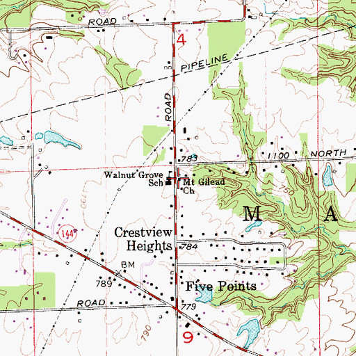 Topographic Map of Mount Gilead Church, IN