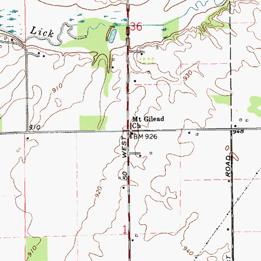 Topographic Map of Mount Gilead Church, IN