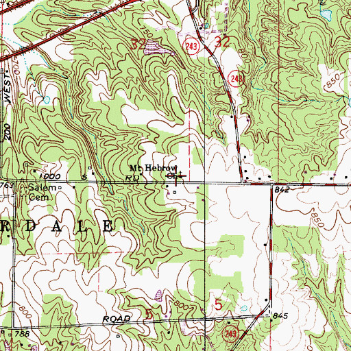 Topographic Map of Mount Hebrow Church, IN