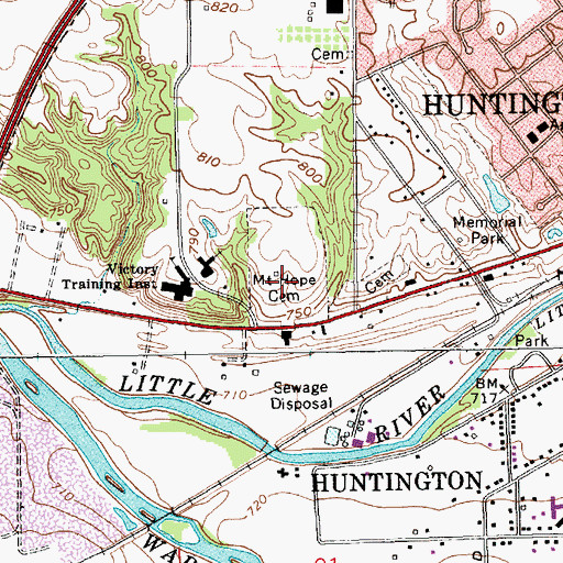 Topographic Map of Mount Hope Cemetery, IN