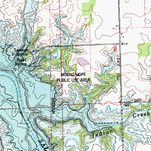 Topographic Map of Mount Hope State Recreation Area, IN