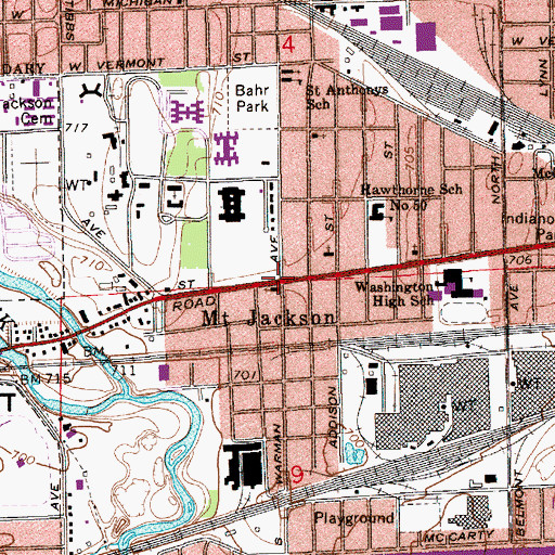 Topographic Map of Mount Jackson, IN