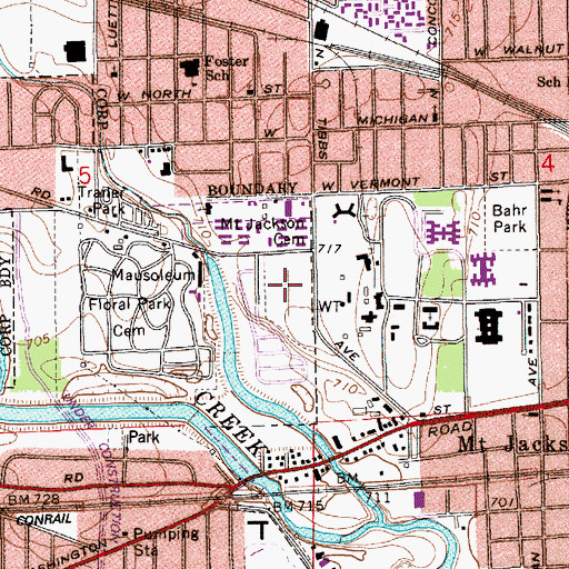 Topographic Map of Mount Jackson Cemetery, IN