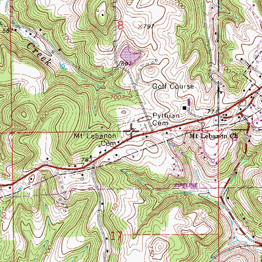 Topographic Map of Mount Lebanon Cemetery, IN
