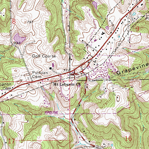 Topographic Map of Mount Lebanon Church, IN