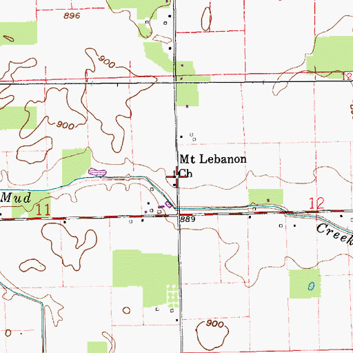 Topographic Map of Mount Lebanon Church, IN