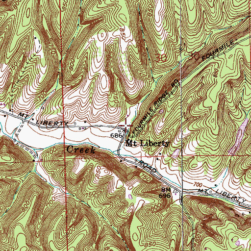 Topographic Map of Mount Liberty, IN