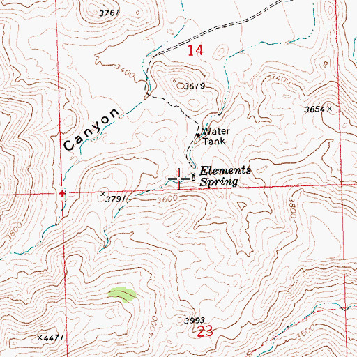 Topographic Map of Elements Spring, AZ