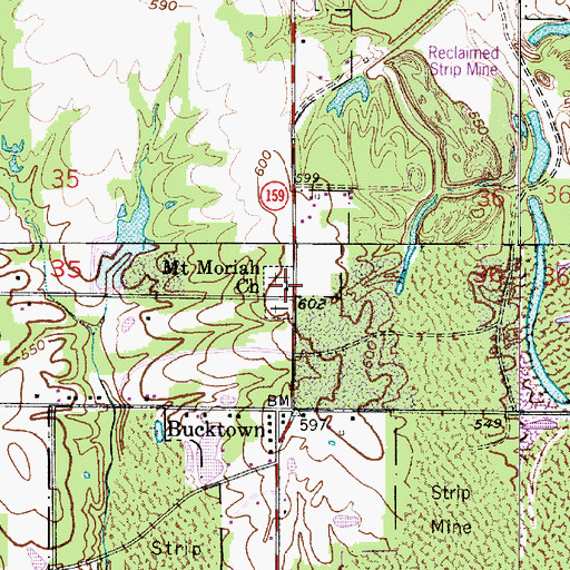Topographic Map of Mount Moriah Church, IN