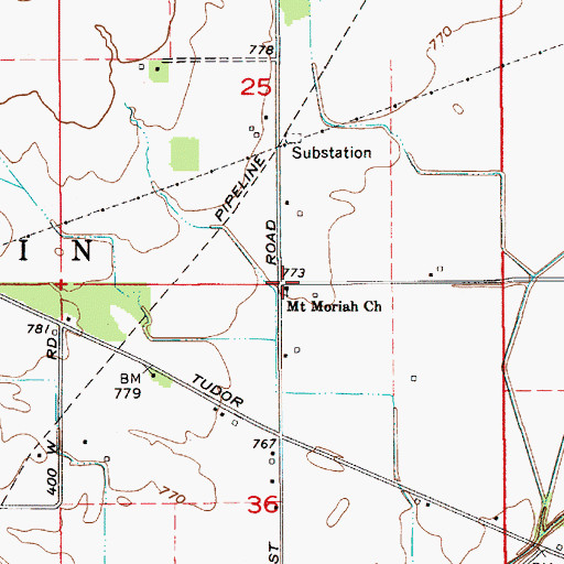 Topographic Map of Mount Moriah Church, IN