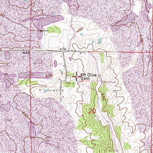 Topographic Map of Mount Olive Cemetery, IN