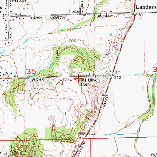 Topographic Map of Mount Olive Cemetery, IN