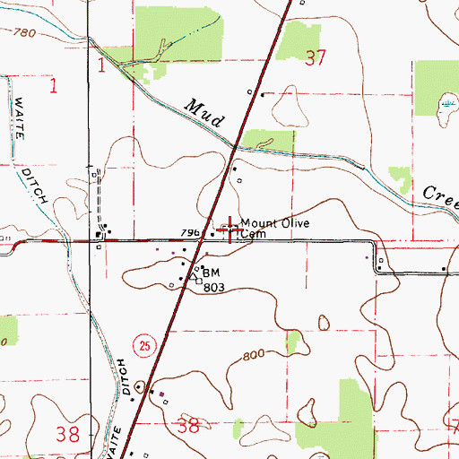 Topographic Map of Mount Olive Cemetery, IN