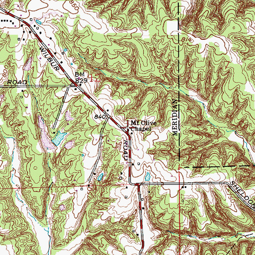 Topographic Map of Mount Olive Chapel, IN