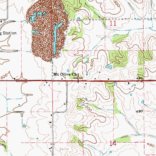 Topographic Map of Mount Olive Church, IN