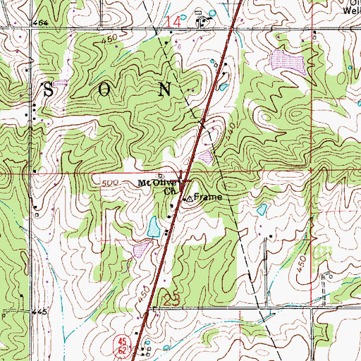 Topographic Map of Mount Olive Church, IN