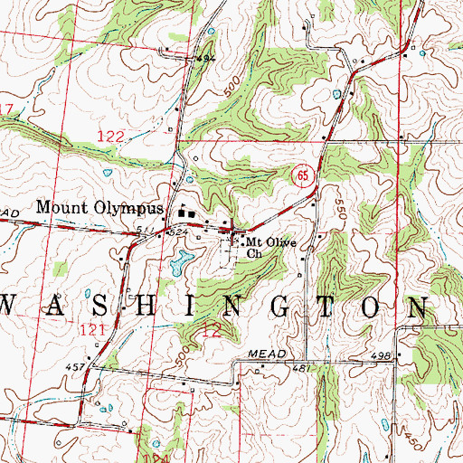 Topographic Map of Mount Olive Church, IN