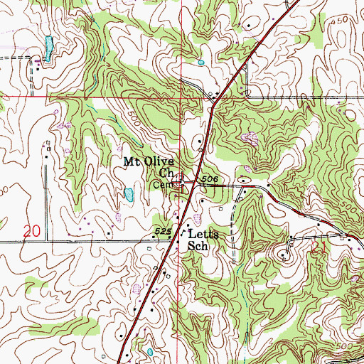 Topographic Map of Mount Olive Church, IN