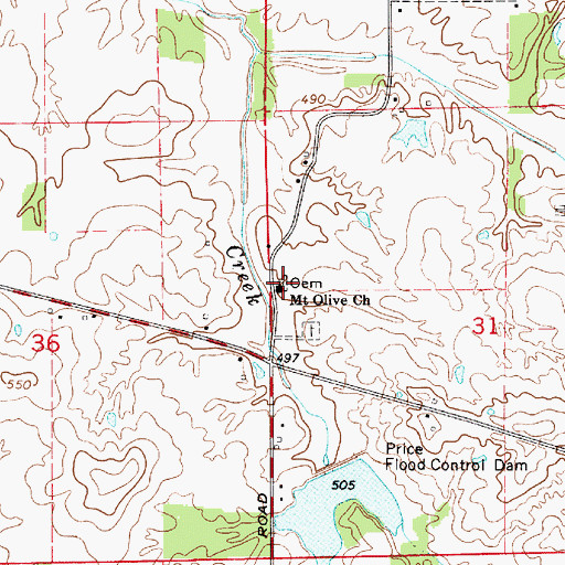 Topographic Map of Mount Olive Church, IN