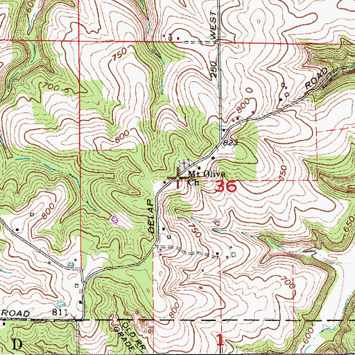Topographic Map of Mount Olive Church, IN