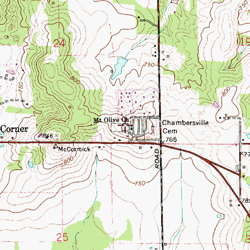 Topographic Map of Mount Olive Church, IN