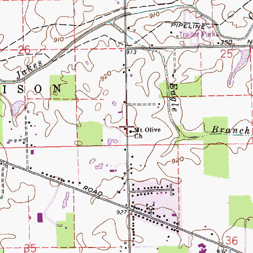 Topographic Map of Mount Olive Church, IN