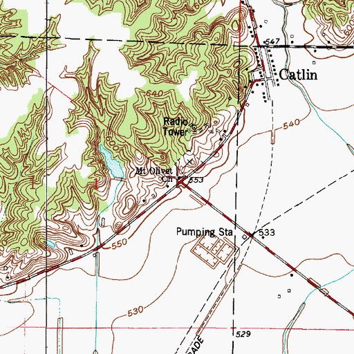 Topographic Map of Mount Olivet Church, IN