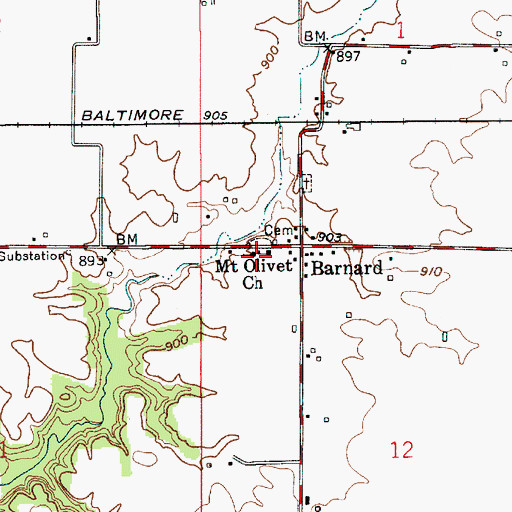 Topographic Map of Mount Olivet Church, IN