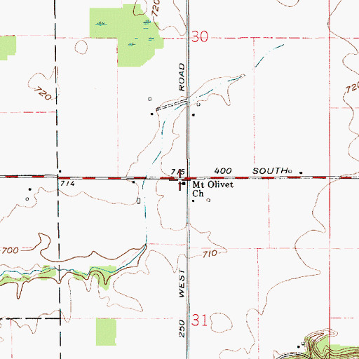 Topographic Map of Mount Olivet Church, IN