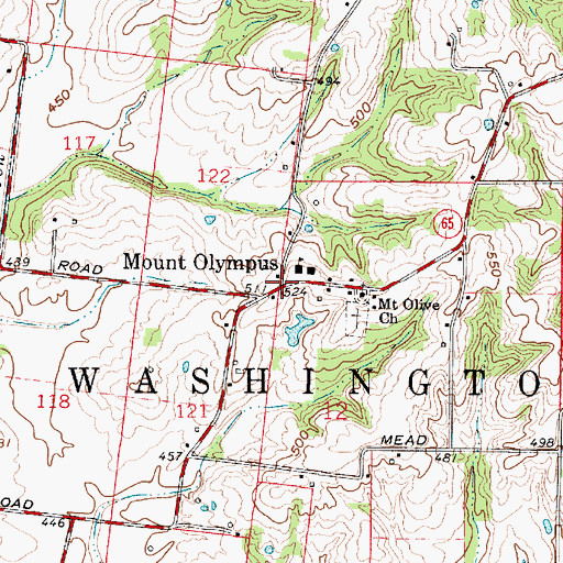 Topographic Map of Mount Olympus, IN