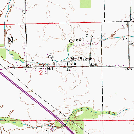 Topographic Map of Mount Pisgah Church, IN